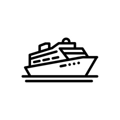Minimalist line art illustration of a cruise ship on water  