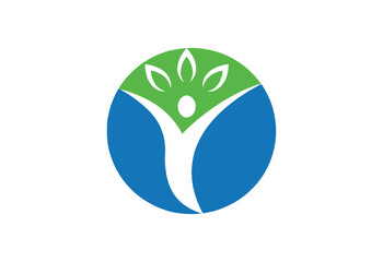 Human Health with Nature Icon Logo Design – Wellness and Eco-Friendly SVG File for Holistic, Organic, Medical, and Lifestyle Branding
