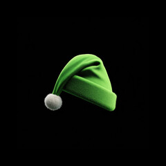 Festive green hat with white pom-pom for winter