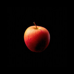 Red apple on black background