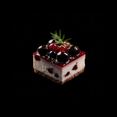 Delicious berry dessert with cream and garnish