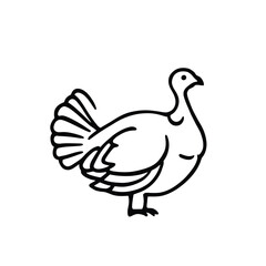 Minimalist Turkey Silhouette with a Fanned Tail, Representing Wildlife, Thanksgiving, and Farm Animals in a Clean Vector Illustration