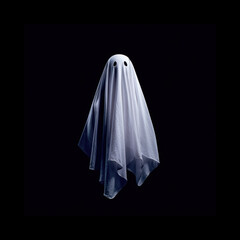 Friendly ghost under dim lighting in a dark room