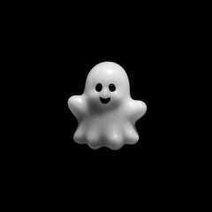 Cute toy ghost on a black background