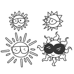 doodle cartoon sun with glasses
