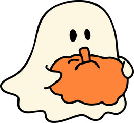 cartoon happy halloween fun illustration spooky slogan t-shirt decoration 