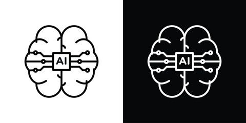 AI brain icon. Simple element illustration. outline and flat symbol design