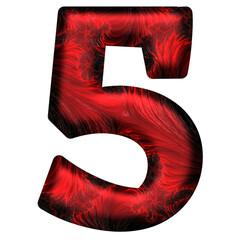 3d red number 5