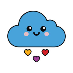 Cute cloud with hearts vector on white background