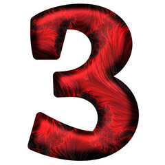 3d red number 3