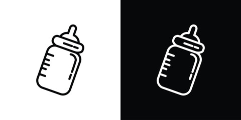 Baby milk bottle icon. Simple element illustration. outline and flat symbol design