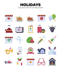 Obraz premium Collection of 25 Holidays. Festive Icons for Celebrations