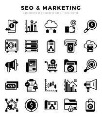 SEO & Marketing web icons in Lineal Filled style.