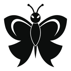 A simple black silhouette of a butterfly with elegant wings