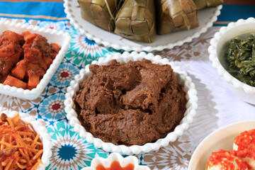 Close Up Rendang, Minangnese Bees Stew from Indonesia.