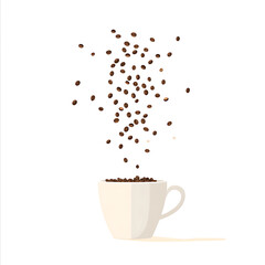 Realistic and artistic illustrations of coffee beans, brewing equipment, coffee cups, baristas, coffee farms, roasting processes, and café scenes