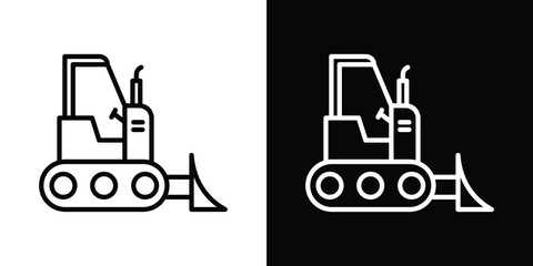 Bulldozer icon. Simple element illustration. outline and flat symbol design