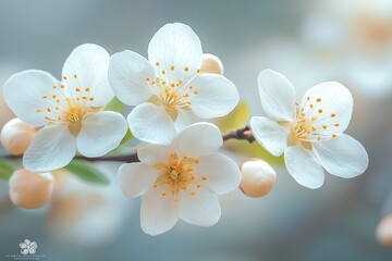 Delicate white blossoms in soft focus