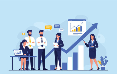 Empowering Teamwork Achieving Business Growth Through Strategic Collaboration and Data-Driven Insights ilsustration