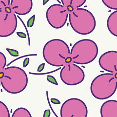 Hand drawn flowers seamless pattern