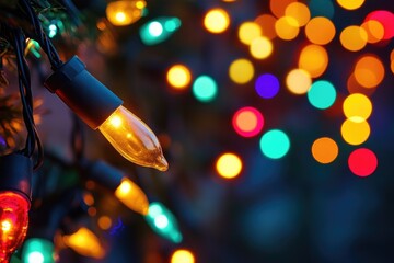 Warm glowing fairy lights bokeh at dusk capturing a festive ambiance