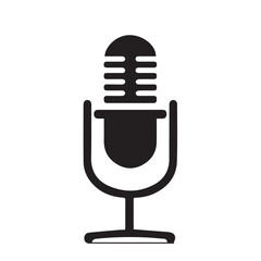 Simple black microphone icon for podcast recording studio