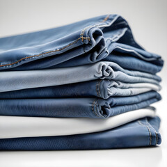 Young woman wearing stylish jeans posing confidently on vibrant blue background casual fashion portrait photography

