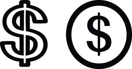 Obraz premium Minimal black dollar sign vector icon on white background ideal for finance business currency banking and economic design concepts perfect for infographics apps websites and marketing materials