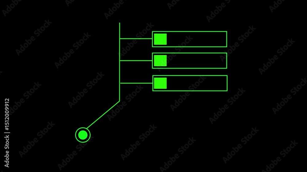 Poster animated green line graph presentation on black background suitable for data visualization and busin