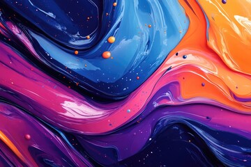 Vibrant abstract paint swirls in colorful fluid art design