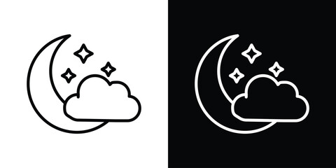 Cloud moon icon. Simple element illustration. outline and flat symbol design