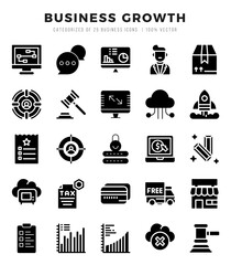 Business Growth Icons bundle. Glyph style Icons. Vector illustration.