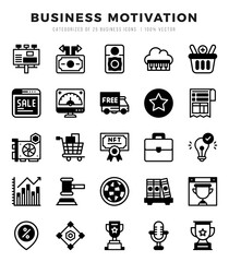Business Motivation Lineal Filled icons collection. Lineal Filled icons pack. Vector illustration