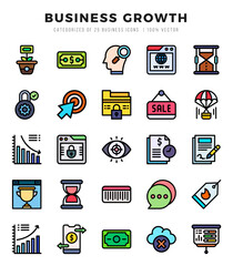 Set of Business Growth Icons Lineal Color icons collection.