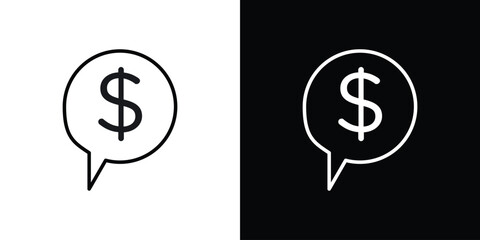 Comment dollar icon. Simple element illustration. outline and flat symbol design
