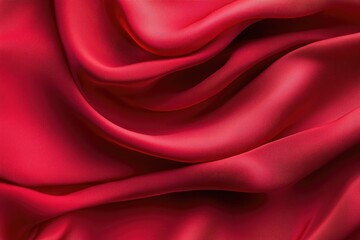 Vibrant red fabric waves with flowing texture and light reflections