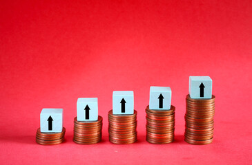 Business concept for financial growth, interest rate increase, inflation, high price, tax and...