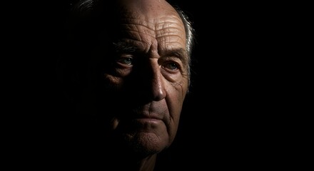 Fototapeta premium Older Man Portrait in Dramatic Lighting