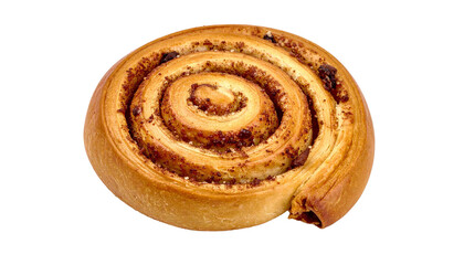 Freshly baked cinnamon roll featuring a transparent background, ideal for enhancing food and bakery projects with a touch of sweetness