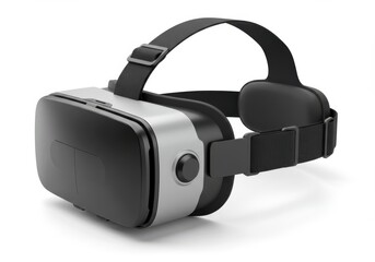 Virtual reality headset isolated on white background for gaming, education and entertainment.