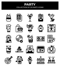 Party Icons Collection. 25 Essential Symbols for Festive Events