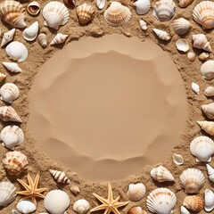 Seashell selection on a sandy beach.
