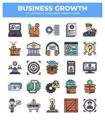 Collection of 25 Business Growth Icons: Boost Your Business with Effective Visuals