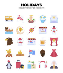 Collection of 25 Holidays. Festive Travel. Winter & Summer Fun
