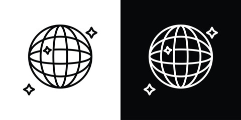 Disco ball icon. Simple element illustration. outline and flat symbol design