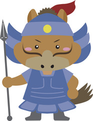 甲冑を纏った馬キャラ毘沙門天｜勝負運と厄除けの干支イラスト（2026年・午年）