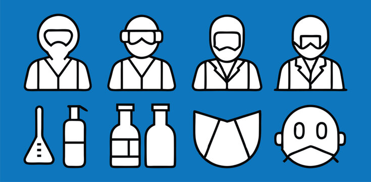 Laboratory Safety Icon Set for Protection and Experimentation