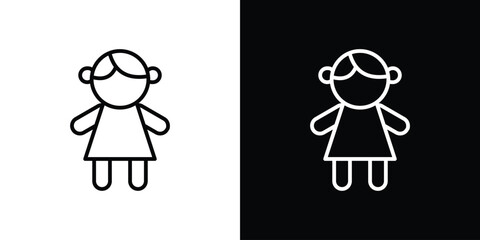 doll icon. Simple element illustration. outline and flat symbol design