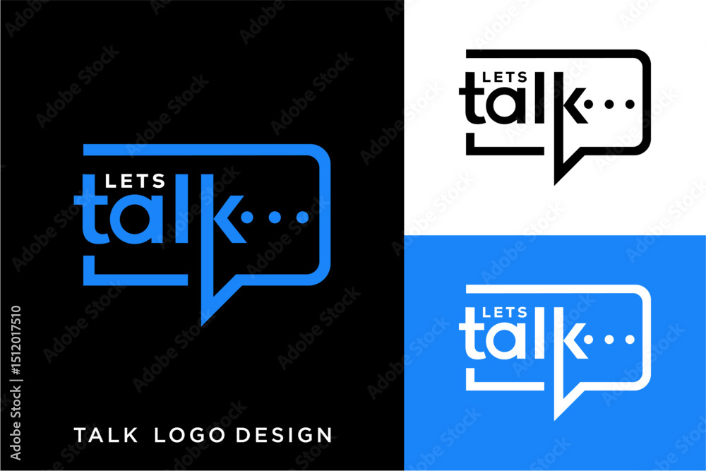 Fototapete word talk forms a conversation column, modern minimalist geometric circular font with rounded edges