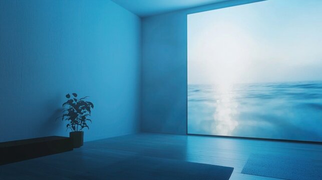 A digital screen with a motivational message in a minimalist workspace promoting self-affirmation and mental health